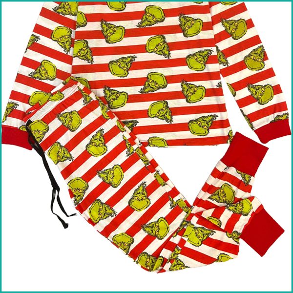 The Grinch Ladies Full Sleeves Pajama Set - Red - Image 3