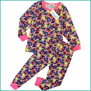 Cute Emoji Girls Cotton Pajama Set - Pink