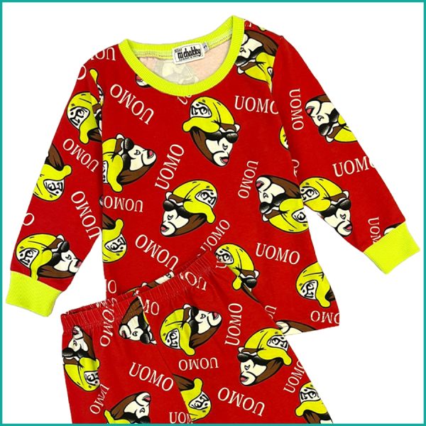 UOMO Boys Cotton Pajama Set  - Red - Image 2