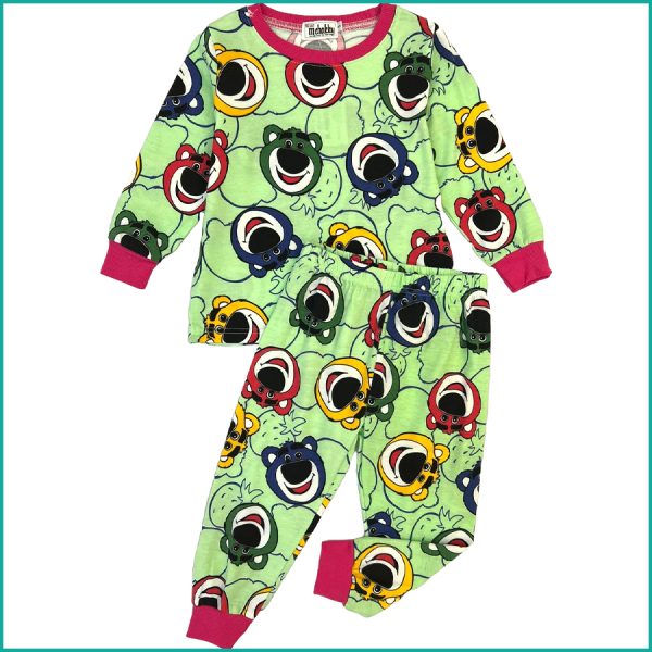 Teddy Kids Cotton Pajama Set  - Green