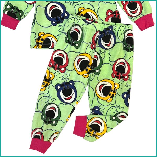 Teddy Kids Cotton Pajama Set  - Green - Image 3