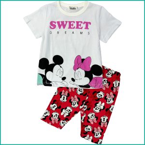 Sweet Mickey Minnie Girls Shorts Set - White