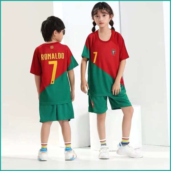 Portugal Ronaldo Kids Short Set - Red Green