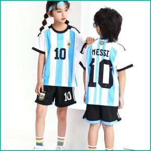 Messi 10 Kids Short Set - White Blue