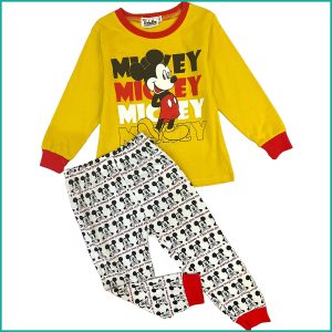 Mickey Boys Cotton Full Sleeves Pajama Set - Yellow