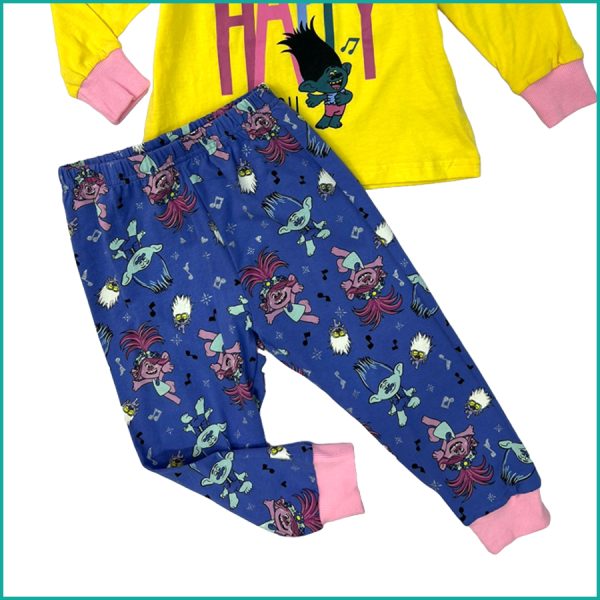 Be Kind Girls Cotton Full Sleeves Pajama Set - Blue Yellow - Image 3