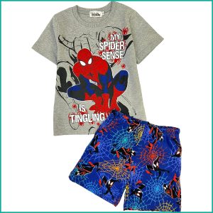 Spiderman Boys Shorts Set - Grey Blue