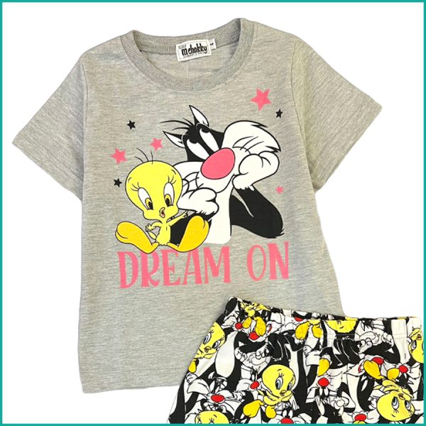 Dream On Girls Cotton Shorts Set - Grey - Image 2