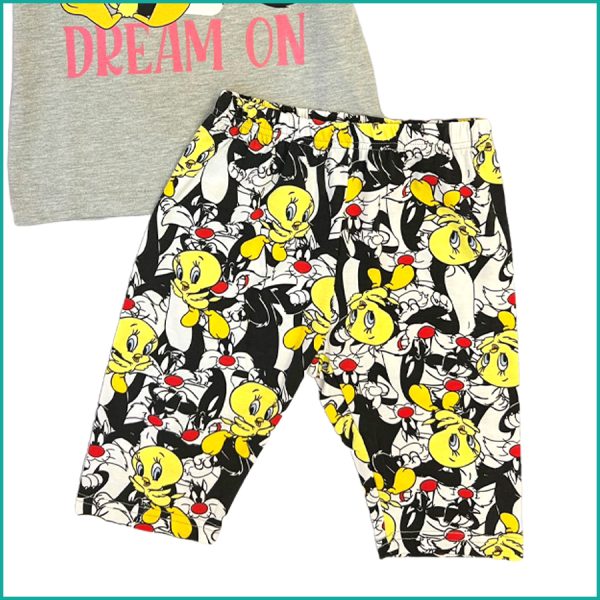 Dream On Girls Cotton Shorts Set - Grey - Image 3