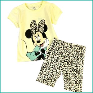 Cute Minnie Girls Shorts Set - Yellow