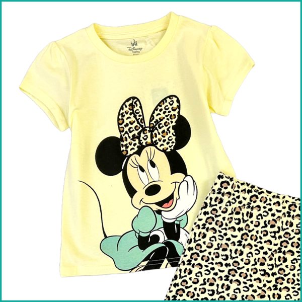 Cute Minnie Girls Shorts Set - Yellow - Image 2