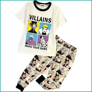 Villains Girls Cotton Pajama Set - White