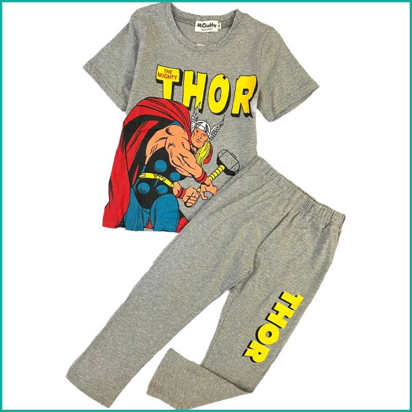 Thor Boys Half Sleeves Pajama Set - Grey