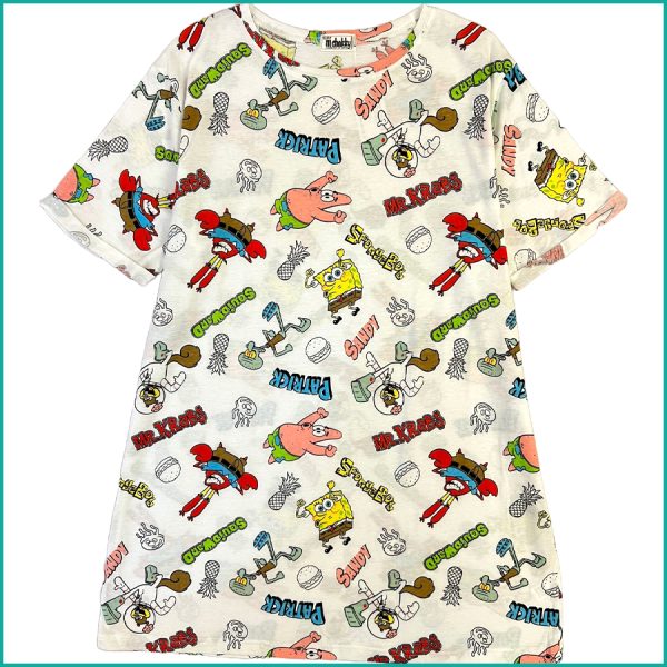 SpongeBob Ladies Cotton Dress - White