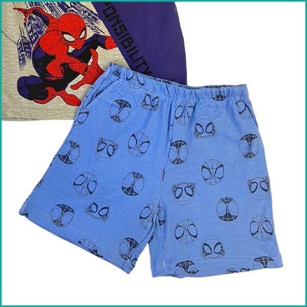 Spiderman Boys Shorts Set - Blue Grey - Image 3