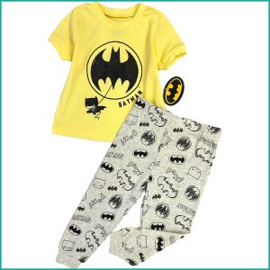 Batman Infant Boys Pajama Set - Yellow Grey