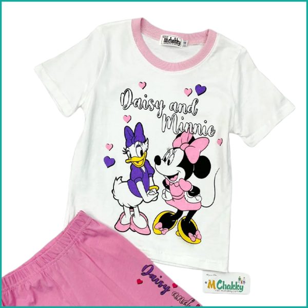 Daisy Minnie Girls Shorts Set - White Pink - Image 2