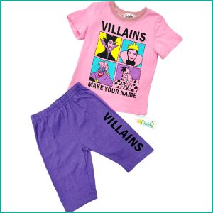 Villains Girls Shorts Set - Pink Blue