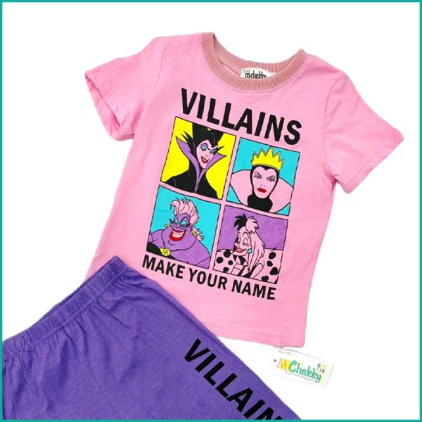 Villains Girls Shorts Set - Pink Blue - Image 2