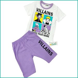 Villains Girls Shorts Set - White Purple