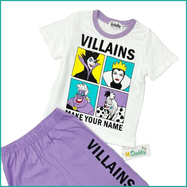 Villains Girls Shorts Set - White Purple - Image 2