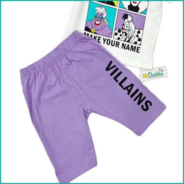 Villains Girls Shorts Set - White Purple - Image 3