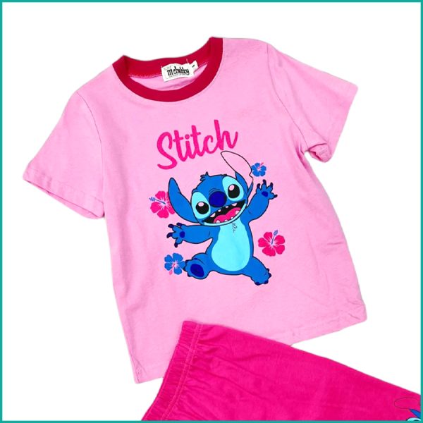 Stitch Girls Shorts Set - Baby Pink - Image 2