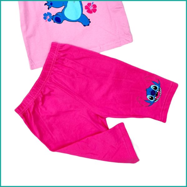 Stitch Girls Shorts Set - Baby Pink - Image 3