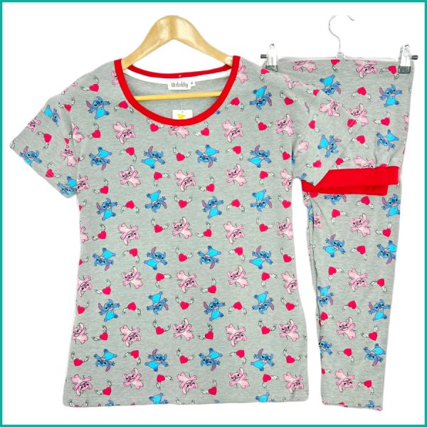 Lilo Stitch Ladies Pajama Set - Grey