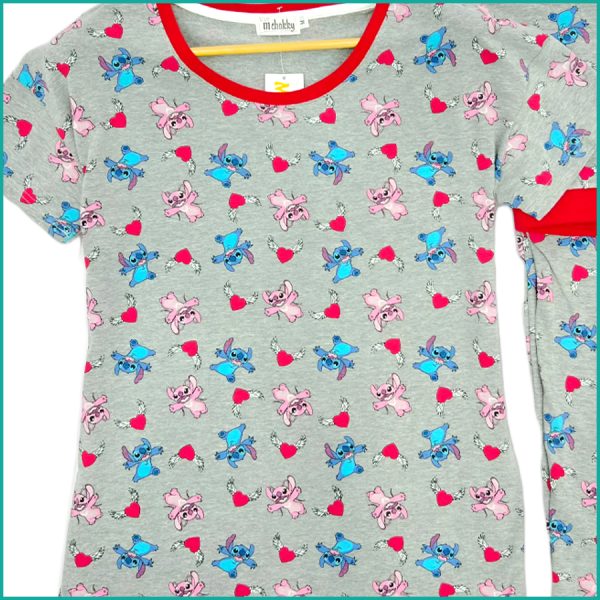 Lilo Stitch Ladies Pajama Set - Grey - Image 2