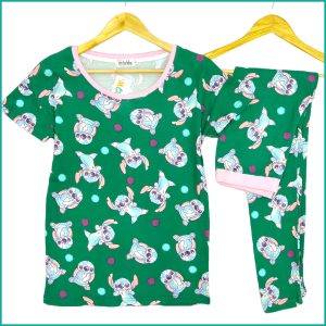 Lilo Stitch Ladies Pajama Set - Green