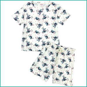Happy Stitch Girls Shorts Set - White