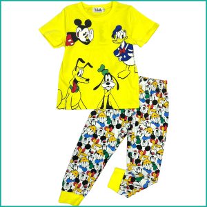 Mickey Home Boys Cotton Pajama Set - Yellow
