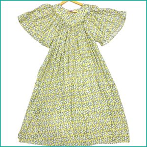 Leaf Design Ladies Cotton Nafnuf - Yellow