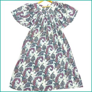Floral Design Ladies Cotton Nafnuf - White