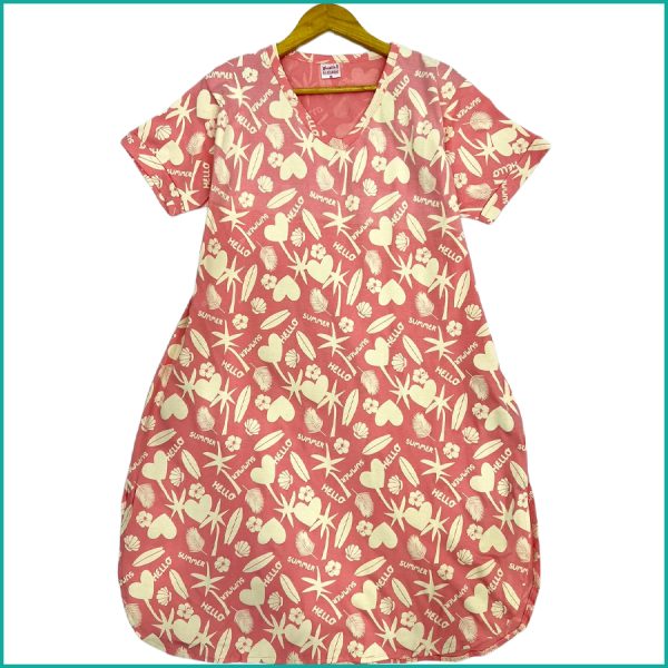 Cute Flower Ladies Dress - Hot Pink