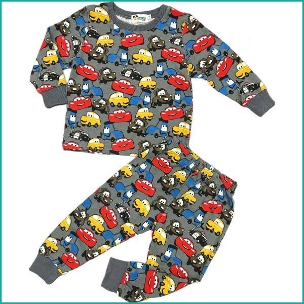 Cars Boys Full Sleeves Pajama Set - Dark Grey