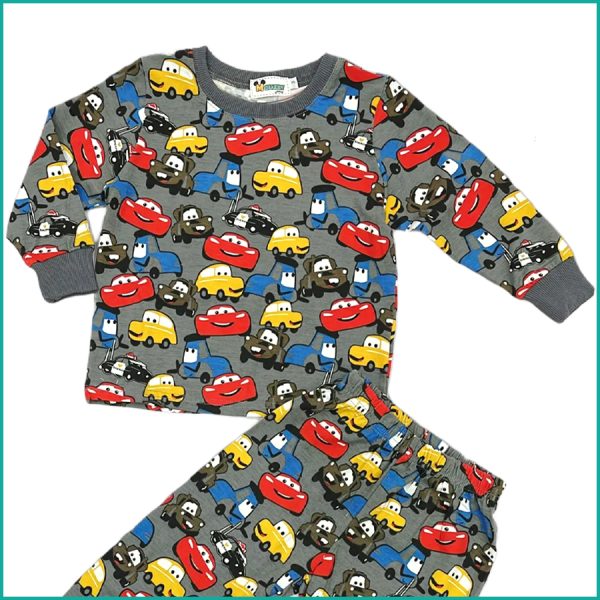 Cars Boys Full Sleeves Pajama Set - Dark Grey - Image 2