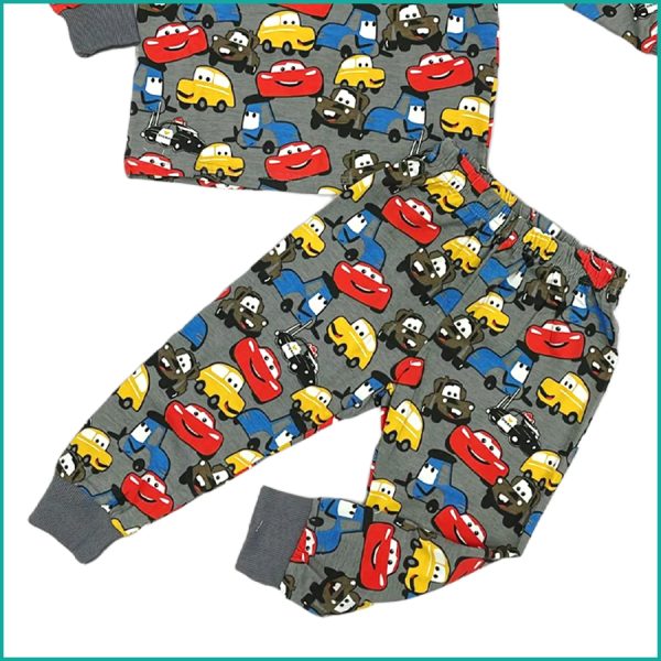 Cars Boys Full Sleeves Pajama Set - Dark Grey - Image 3