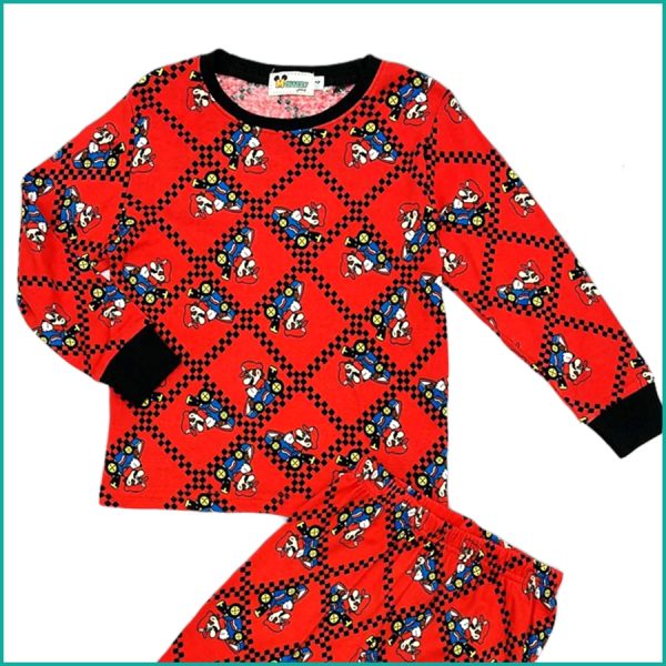 Mario Race Boys Full Sleeves Pajama Set - Red - Image 2