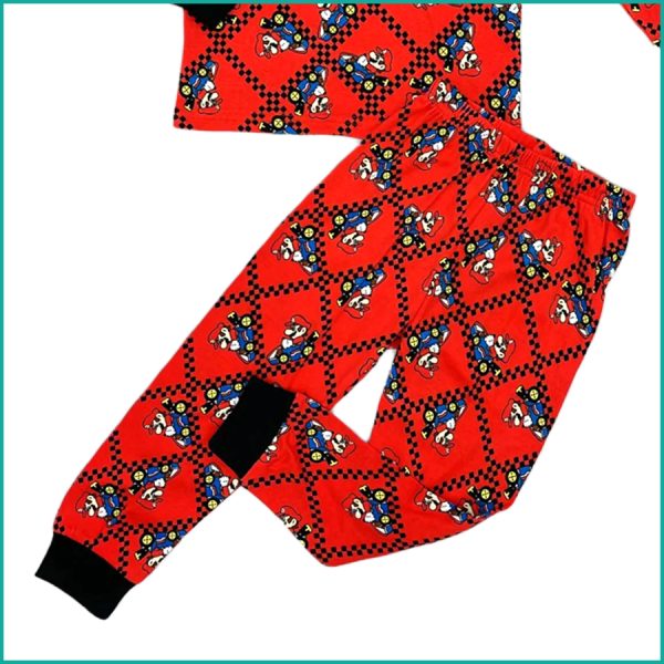 Mario Race Boys Full Sleeves Pajama Set - Red - Image 3