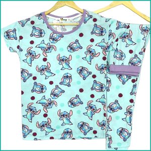 Stitch Ladies Pajama Set - Sky Blue