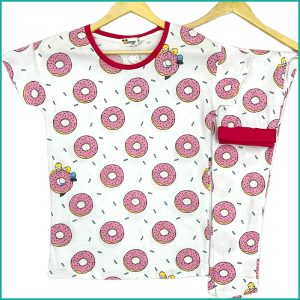 Donuts Ladies Pajama Set - White