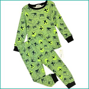 Minecraft Boys Full Sleeves Pajama Set - Green