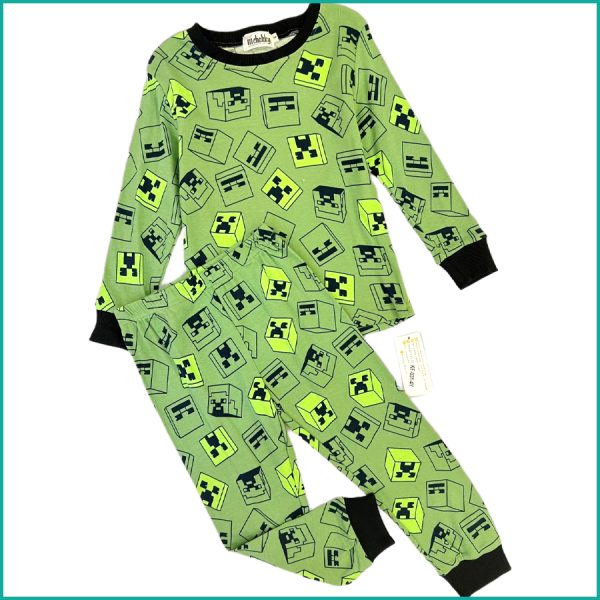 Minecraft Boys Full Sleeves Pajama Set - Green