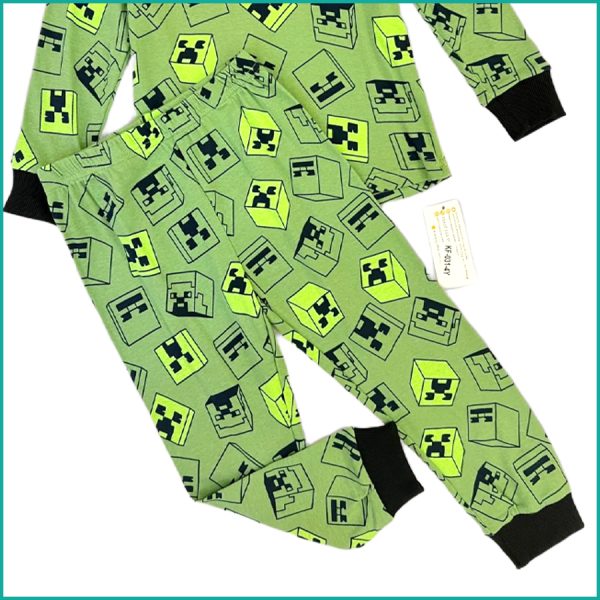 Minecraft Boys Full Sleeves Pajama Set - Green - Image 3