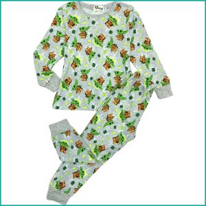 Baby Yoda Boys full Sleeves Pajama Set - Grey