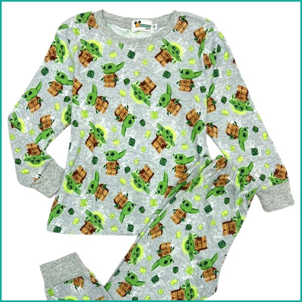 Baby Yoda Boys full Sleeves Pajama Set - Grey - Image 2