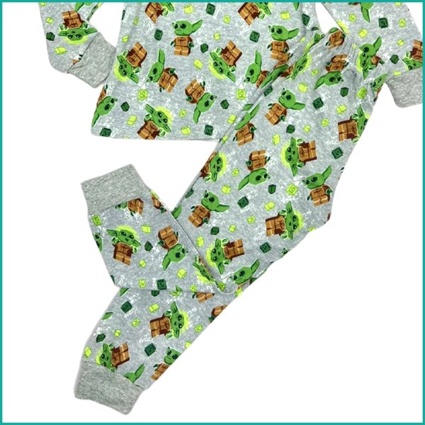 Baby Yoda Boys full Sleeves Pajama Set - Grey - Image 3