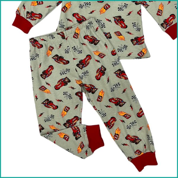 Cars 95 Boys full Sleeves Pajama Set - Grey - Image 3